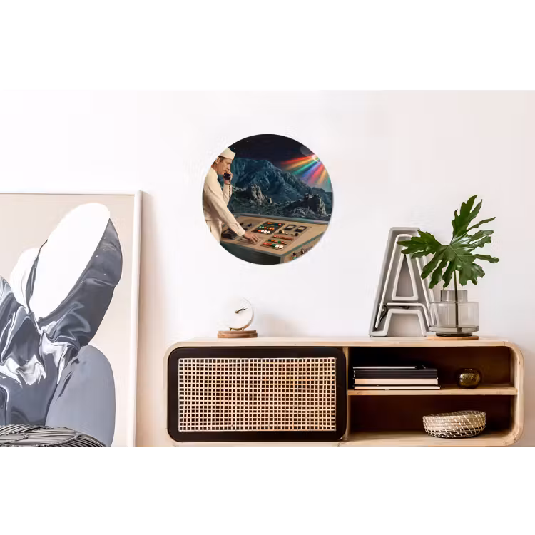 Wall circle - Aluminum - Man - Control Room - Beach - Man - Controlekamer - Strand Wandcirkel aluminium klein