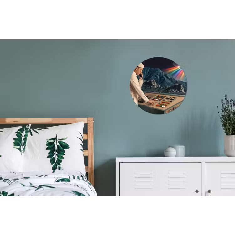 Wall circle - Aluminum - Man - Control Room - Beach - Man - Controlekamer - Strand Wandcirkel aluminium klein