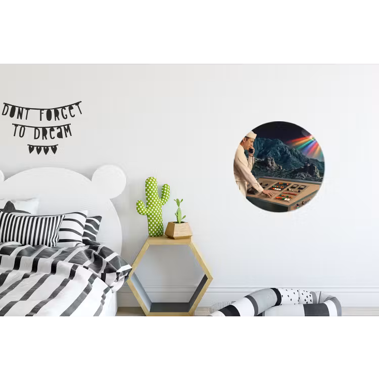 Wall circle - Aluminum - Man - Control Room - Beach - Man - Controlekamer - Strand Wandcirkel aluminium klein