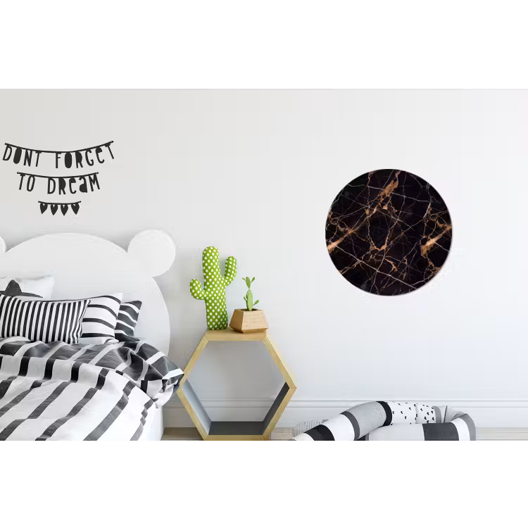 Marmer - Goud - Abstract - Zwart Wandcirkel aluminium klein -kinderkamer