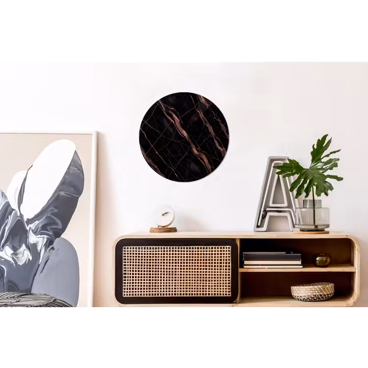 Marmer - Goud - Patroon - Luxe - Zwart Wandcirkel aluminium klein -kantoor
