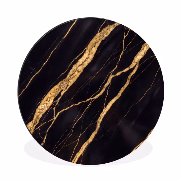 Marmer - Goud - Textuur - Abstract - Zwart Wandcirkel aluminium klein -3d