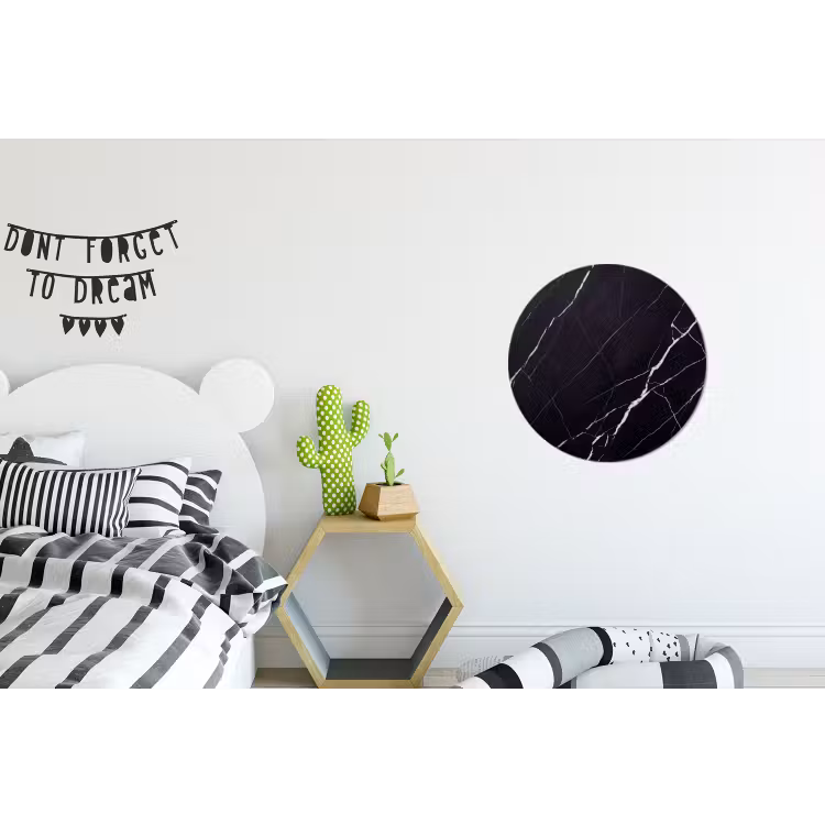 Marmer - Patroon - Abstract - Modern - Zwart Wandcirkel aluminium klein -kinderkamer