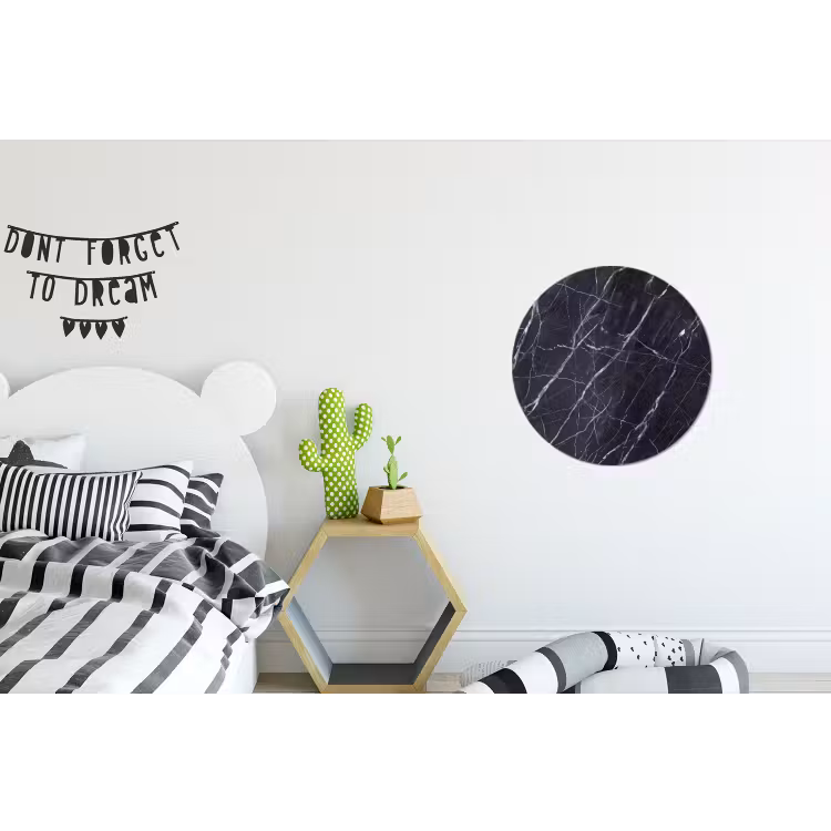 Marmer - Patroon - Modern - Zwart - Wit Wandcirkel aluminium klein -kinderkamer