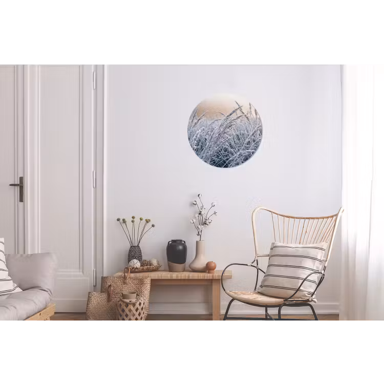 Rijp - Gras - Kristallen - Winter - Minimalistisch Wandcirkel aluminium klein -woonkamer