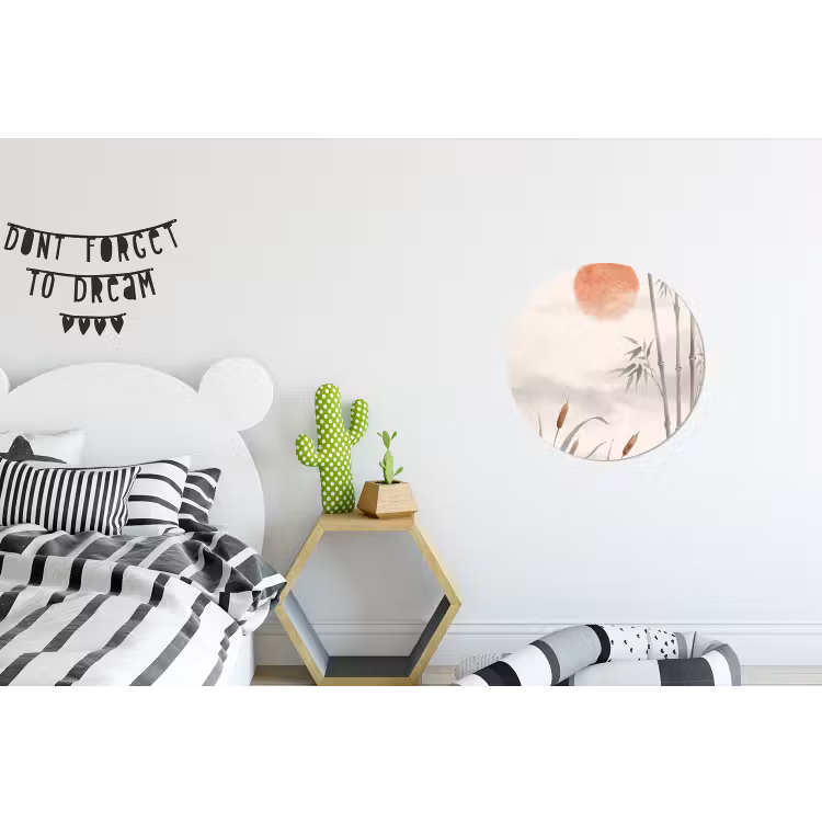 Minimalistisch - Bamboe - Groen Wandcirkel aluminium klein -kinderkamer