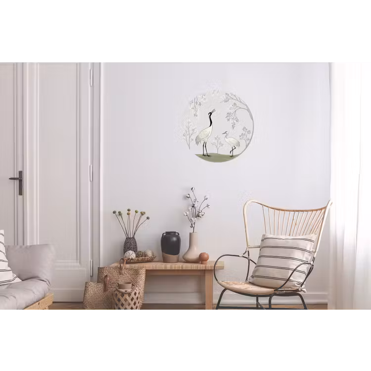 Minimalistisch - Kraanvogels - Blauw Wandcirkel aluminium klein -woonkamer