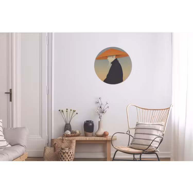 Minimalistisch - Silhouet - Oranje Wandcirkel aluminium klein -woonkamer