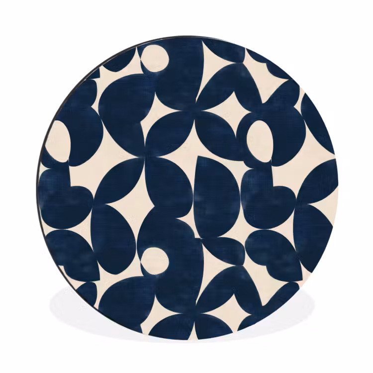 Modern - Geometrisch - Blauw Wandcirkel aluminium klein 190 -3d