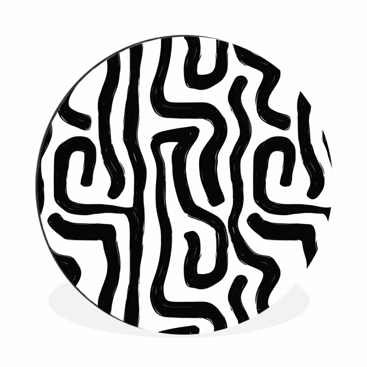 Modern - Lijnen - Zwart Wandcirkel aluminium klein 190 -3d