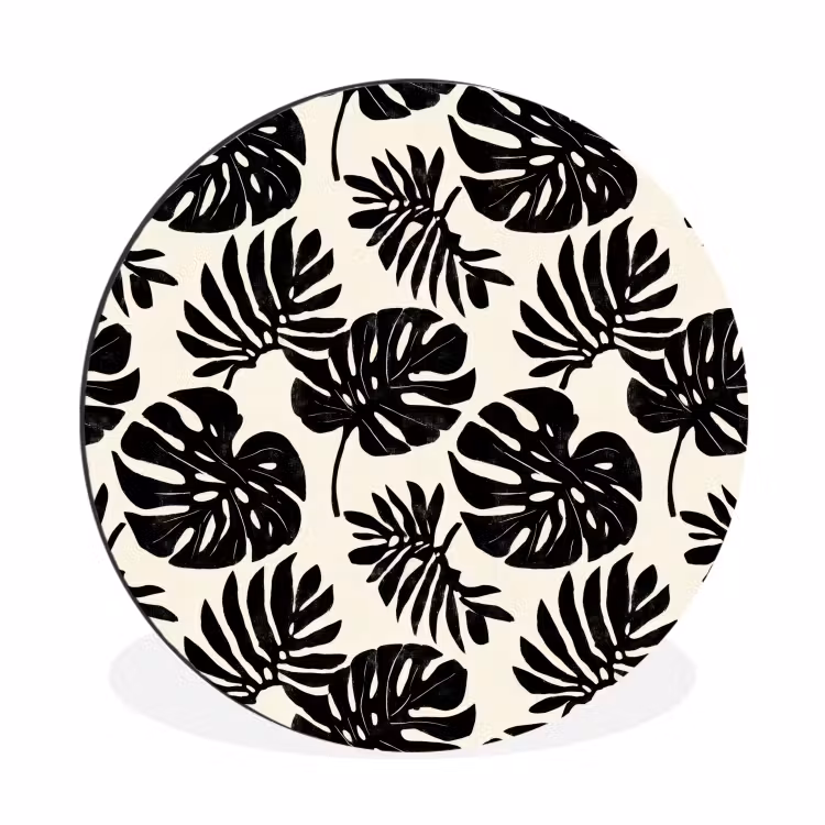 Modern - Monstera - Zwart Wandcirkel aluminium klein 190 -3d