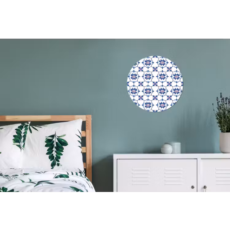 Modern - Patroon - Blauw - Roze Wandcirkel aluminium klein 190 -slaapkamer