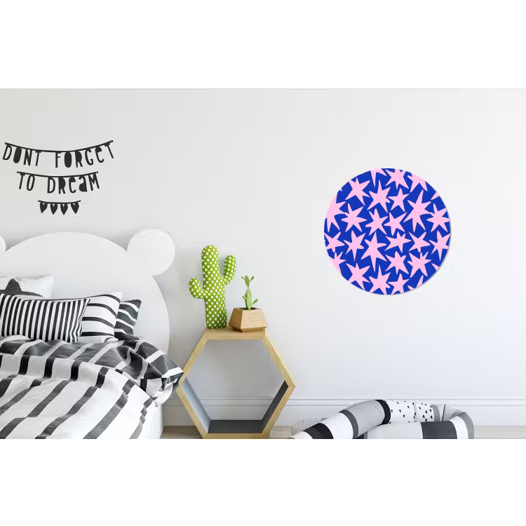Modern - Sterren - Blauw Wandcirkel aluminium klein 190 -kinderkamer