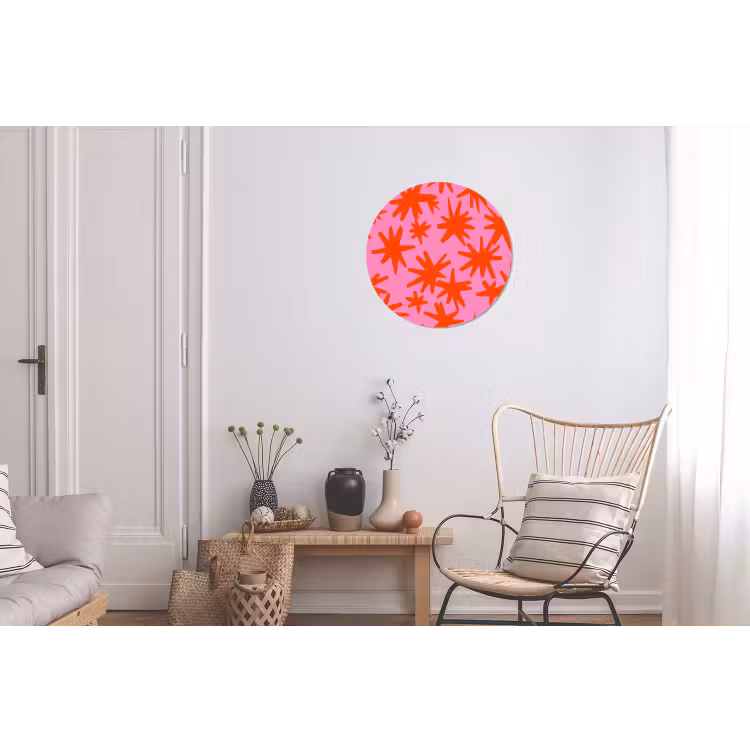 Modern - Sterren - Roze Wandcirkel aluminium klein 190 -woonkamer