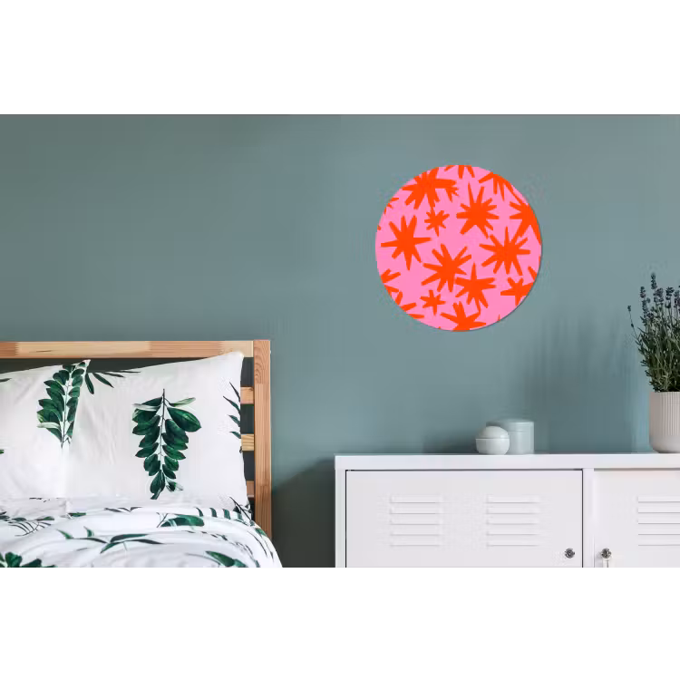 Modern - Sterren - Roze Wandcirkel aluminium klein 190 -slaapkamer