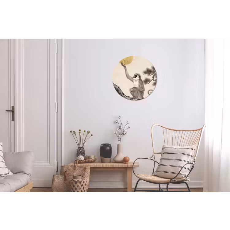 Aap - Maan - Goud Wandcirkel aluminium klein -woonkamer