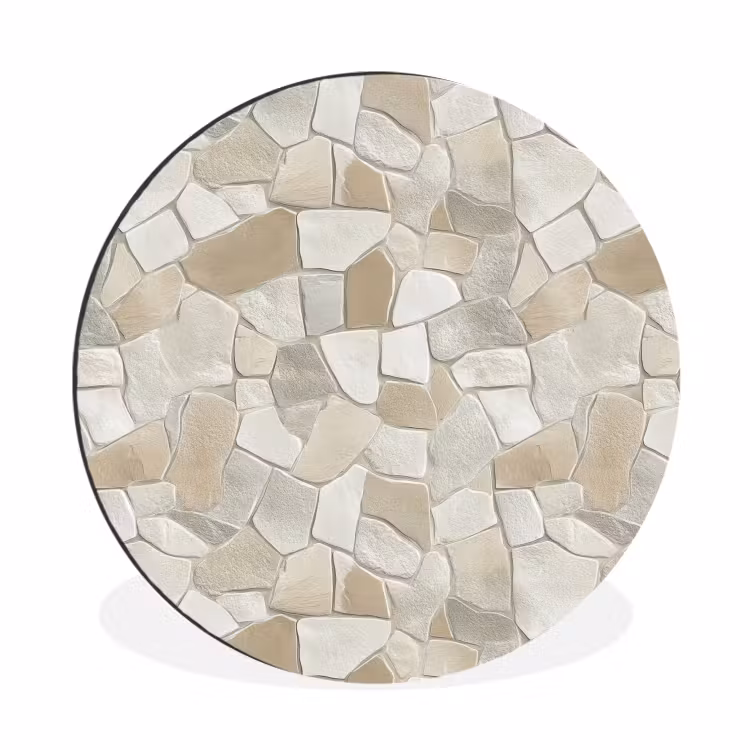 Mozaïek - Stenen - Beige Wandcirkel aluminium klein 190 -3d