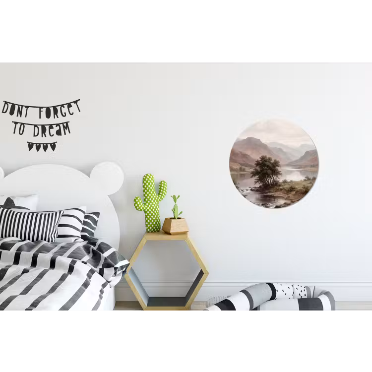 Berglandschap - Meer - Bergen - Vallei - Klassiek Wandcirkel aluminium klein -kinderkamer