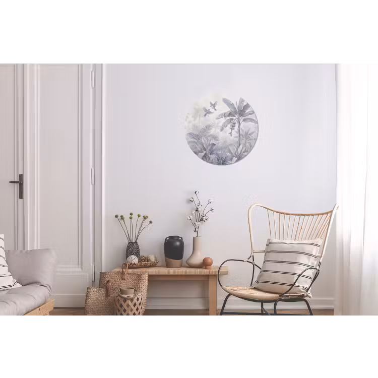 Natuur - Vogel - Jungle - Illustratie - Blauw Wandcirkel aluminium klein -woonkamer