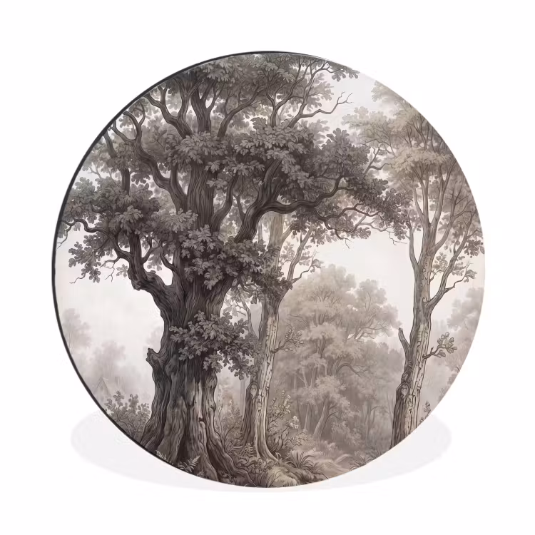 Natuur - Bos - Eik Wandcirkel aluminium klein -3d