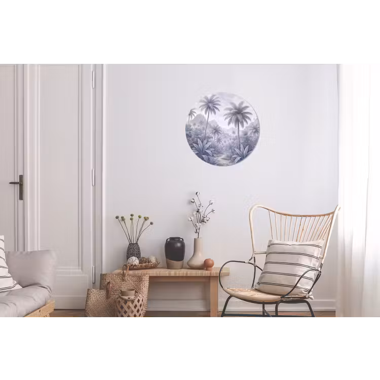 Natuur - Boom - Tropisch - Landschap - Blauw Wandcirkel aluminium klein -woonkamer