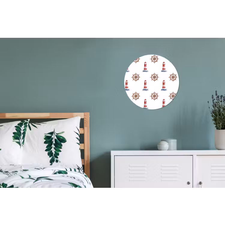 Nautisch - Klassiek - Rood Wandcirkel aluminium klein 190 -slaapkamer