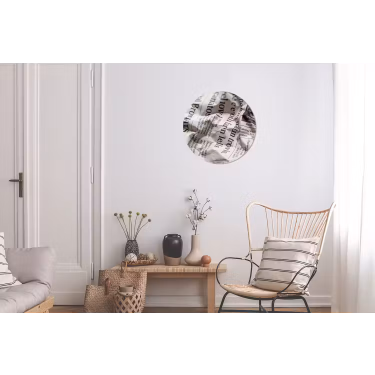 Krant - Gekreukeld - Textuur - Vintage - Zwart-wit Wandcirkel aluminium klein -woonkamer