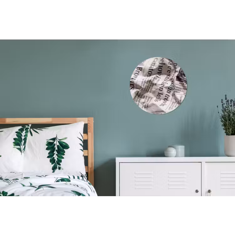Krant - Gekreukeld - Textuur - Vintage - Zwart-wit Wandcirkel aluminium klein -slaapkamer