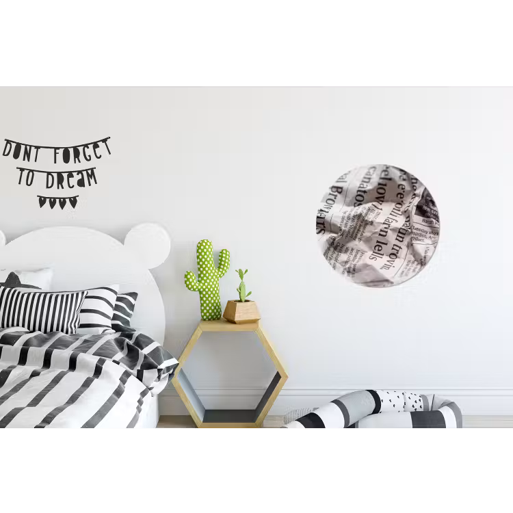 Krant - Gekreukeld - Textuur - Vintage - Zwart-wit Wandcirkel aluminium klein -kinderkamer