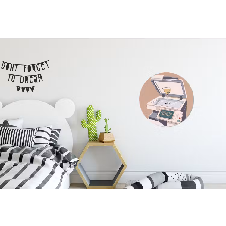 Kantoor - Drank - Humor - Illustratie Wandcirkel aluminium klein -kinderkamer