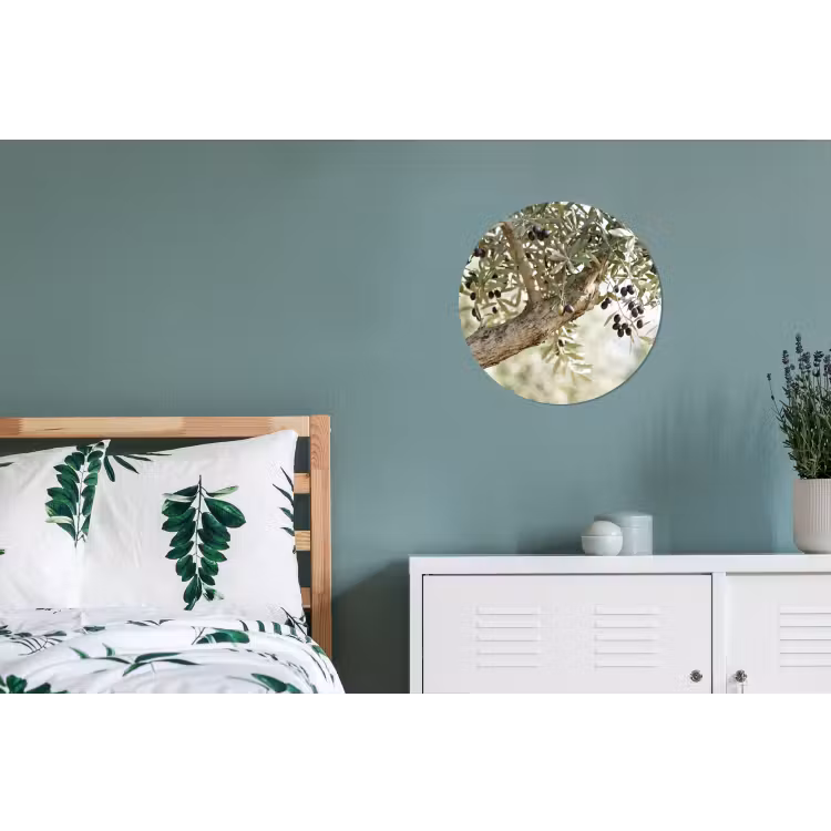 Wall circle - Aluminum - Olive tree - branch - green - Olijfboom - tak - groen Wandcirkel aluminium klein