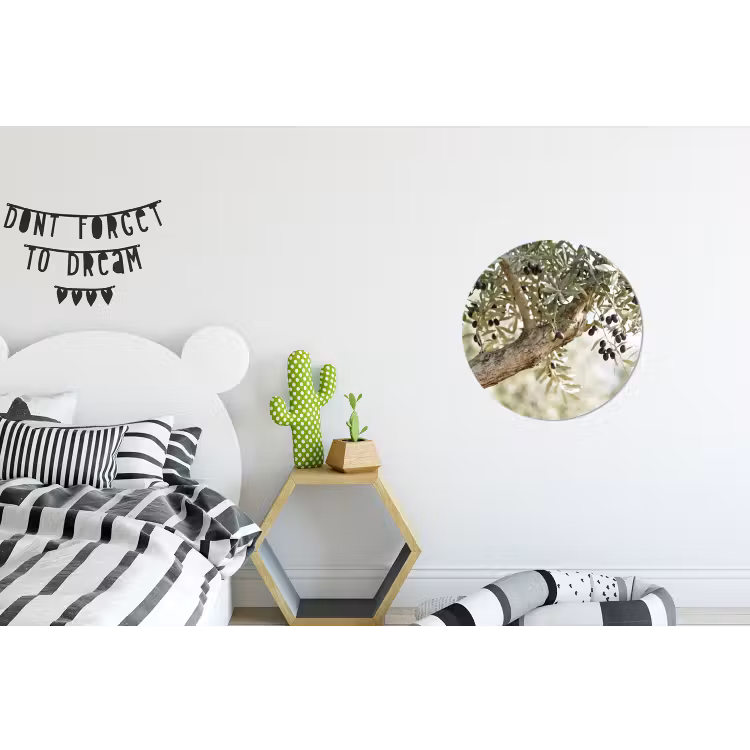 Wall circle - Aluminum - Olive tree - branch - green - Olijfboom - tak - groen Wandcirkel aluminium klein