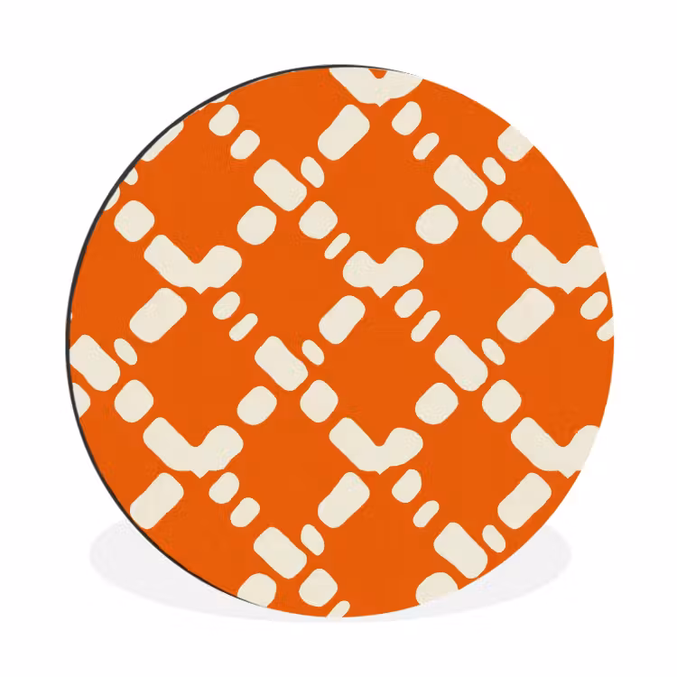 Oranje - Ruitpatroon - Wit Wandcirkel aluminium klein 190 -3d