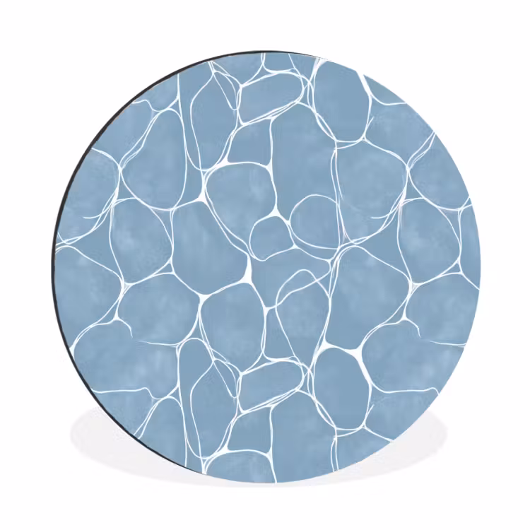 Organisch - Patroon - Blauw Wandcirkel aluminium klein 190 -3d