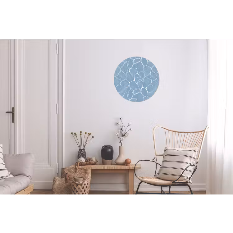 Organisch - Patroon - Blauw Wandcirkel aluminium klein 190 -woonkamer