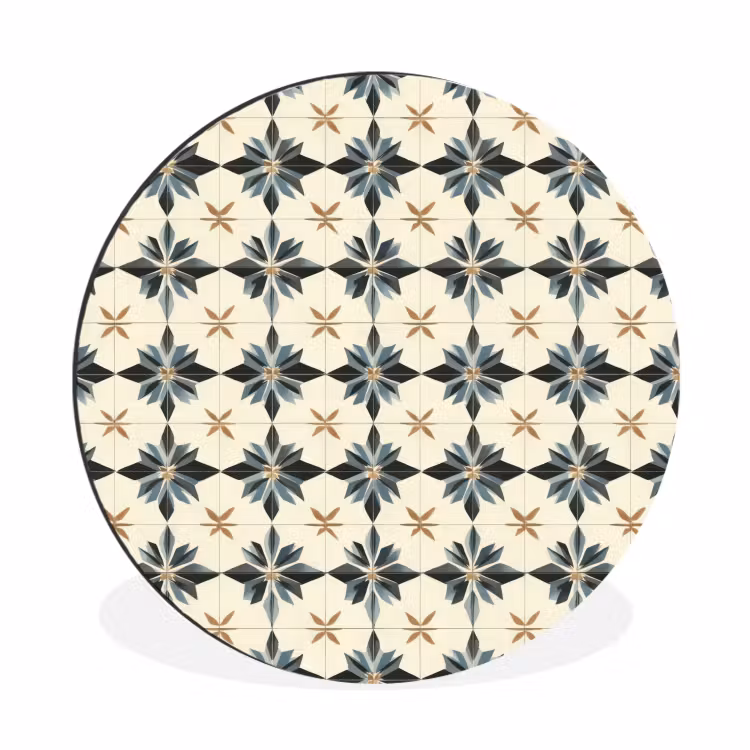 Sierlijk - Ornament - Blauw Wandcirkel aluminium klein 190 -3d