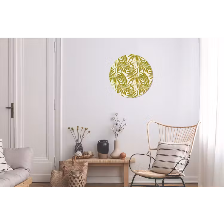 Palmblad - Patroon - Groen Wandcirkel aluminium klein 190 -woonkamer