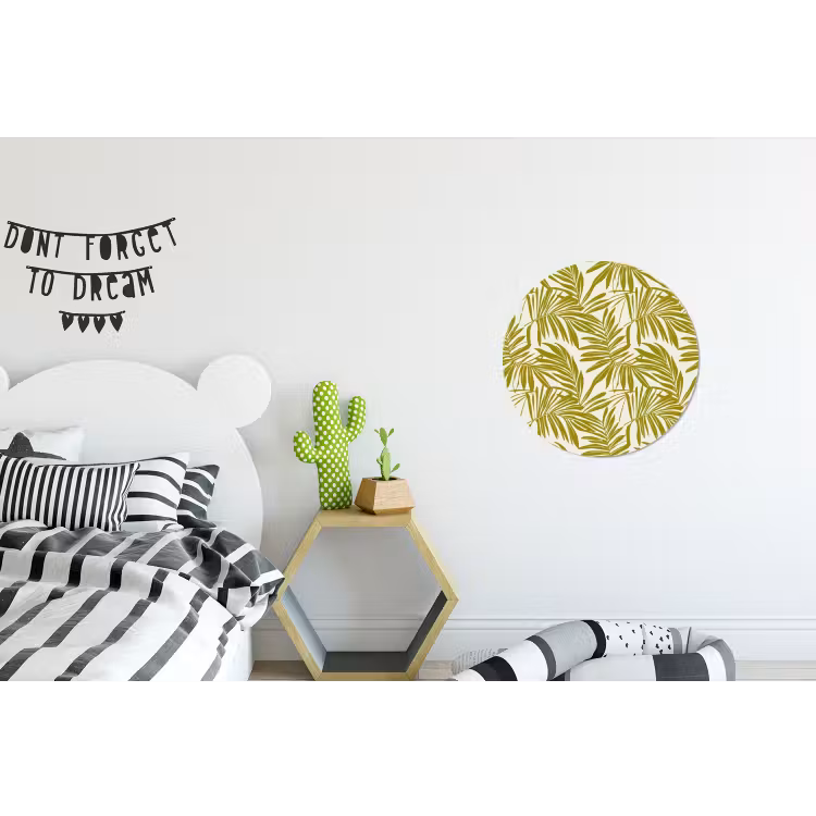 Palmblad - Patroon - Groen Wandcirkel aluminium klein 190 -kinderkamer