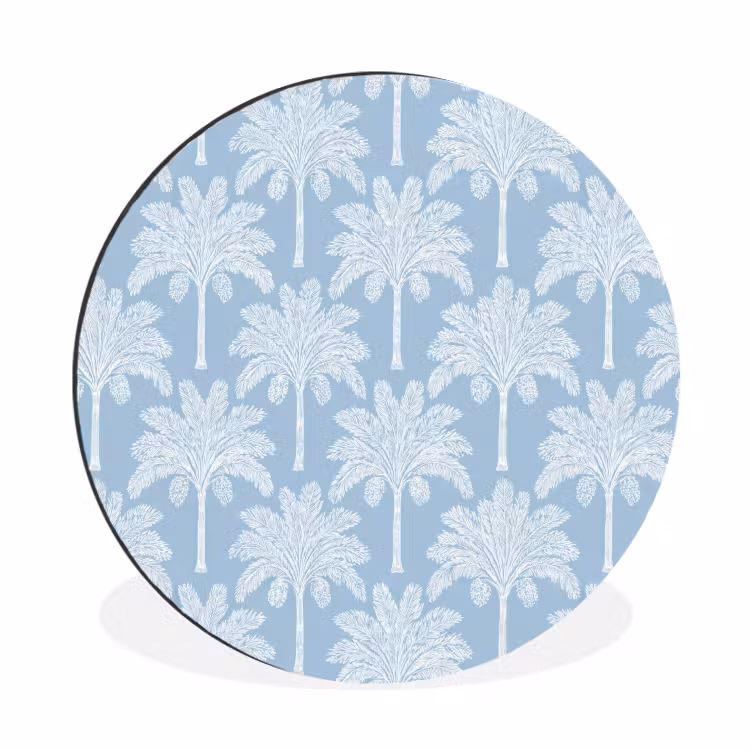 Palmboom - Modern - Blauw Wandcirkel aluminium klein 190 -3d