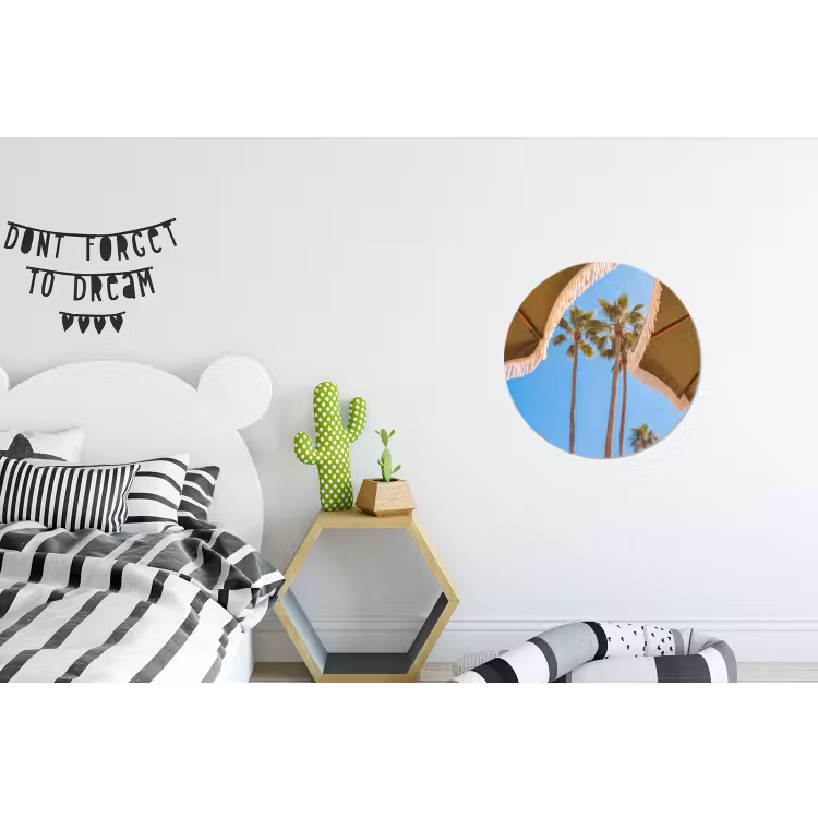 Parasol - Groen - Franjes - Zomer - Tropisch Wandcirkel aluminium klein -kinderkamer