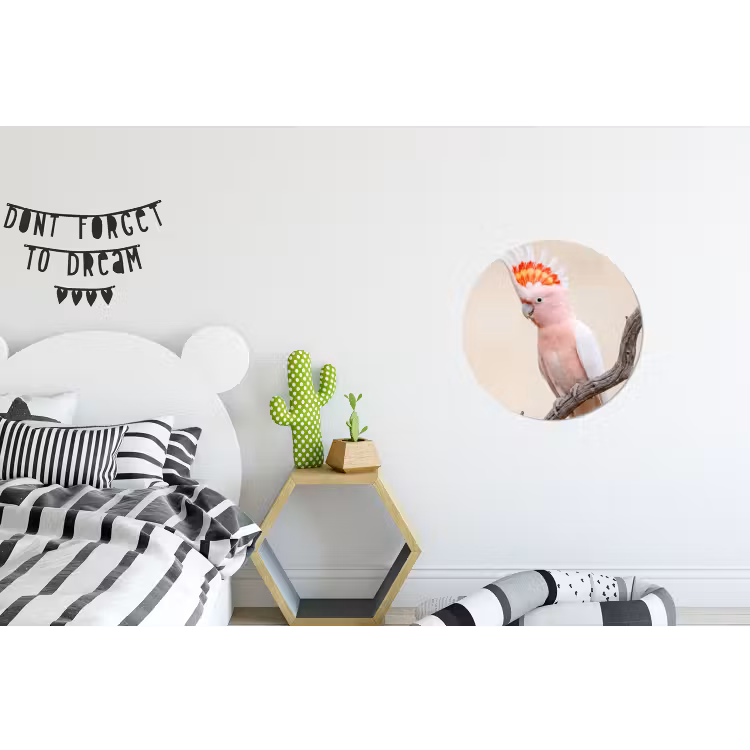 Papagaai - Tak - Roze Wandcirkel aluminium klein -kinderkamer