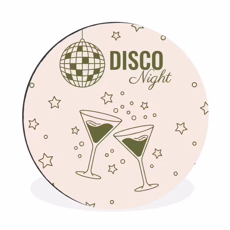 Feest - Disco - Drank - Illustratie - Groen Wandcirkel aluminium klein -3d