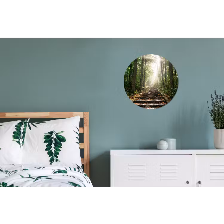 Stenen - Trap - Bos - Natuur Wandcirkel aluminium klein -slaapkamer