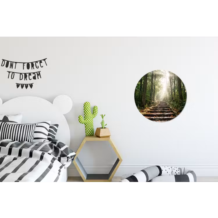 Stenen - Trap - Bos - Natuur Wandcirkel aluminium klein -kinderkamer