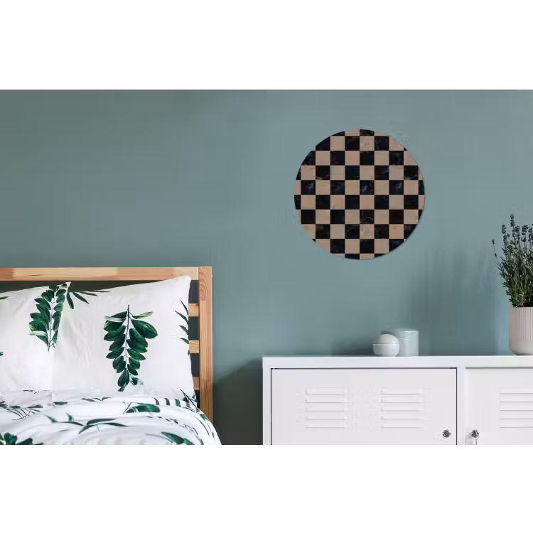 Patroon - Dambord - Marmer Wandcirkel aluminium klein 190 -slaapkamer