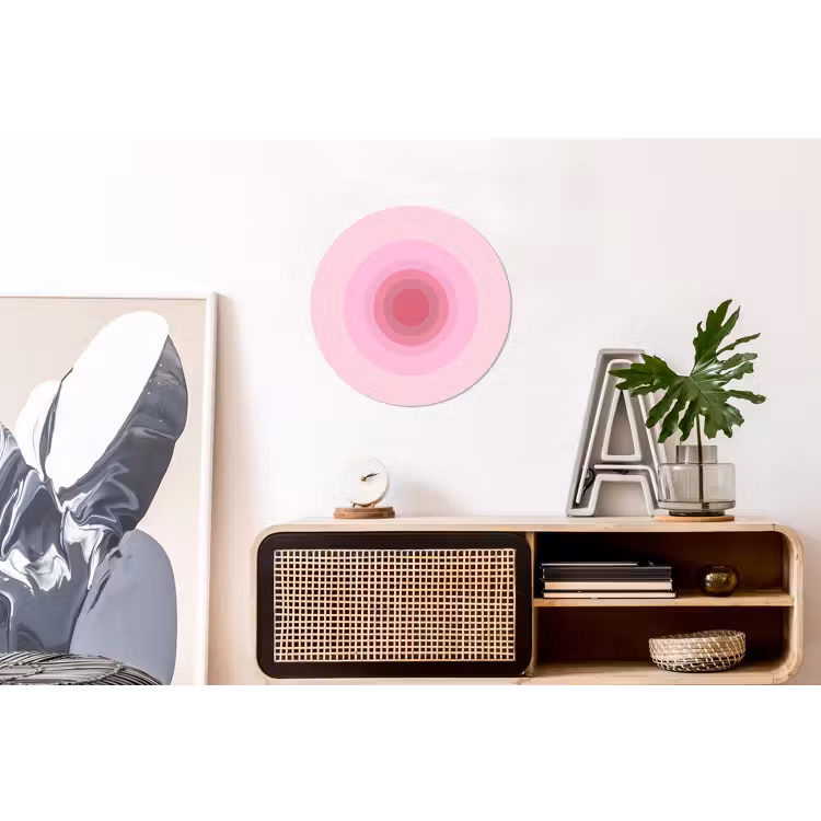 Patroon - Cirkels - Abstract - Roze - Modern Wandcirkel aluminium klein -kantoor