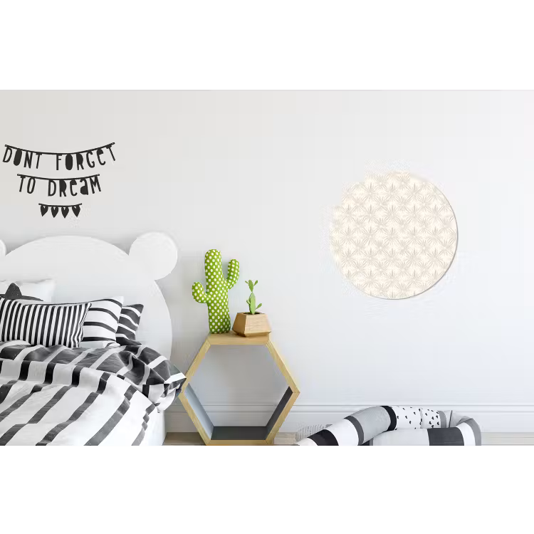 Patroon - Bloemen - Beige Wandcirkel aluminium klein 190 -kinderkamer