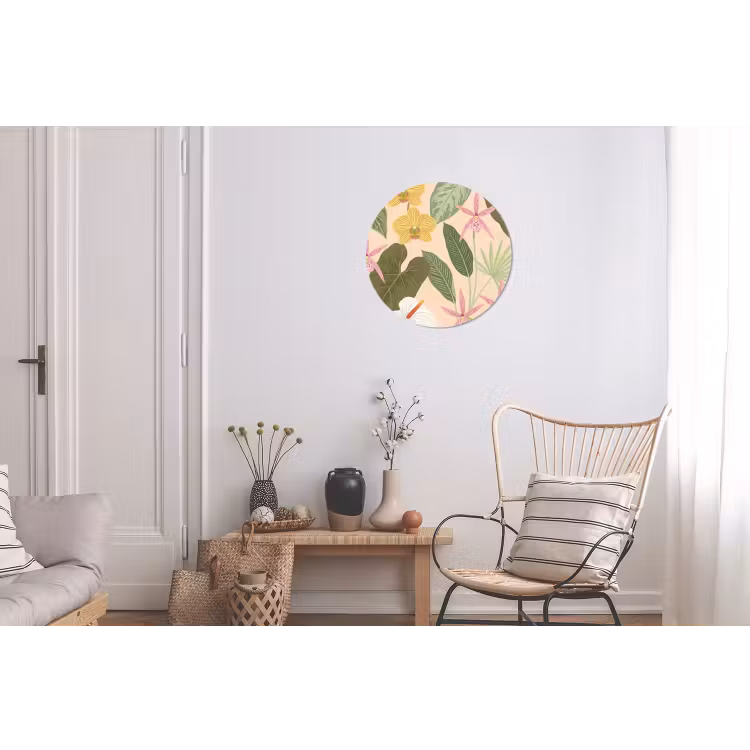Patroon - Bloemen - Kleurrijk Wandcirkel aluminium klein -woonkamer