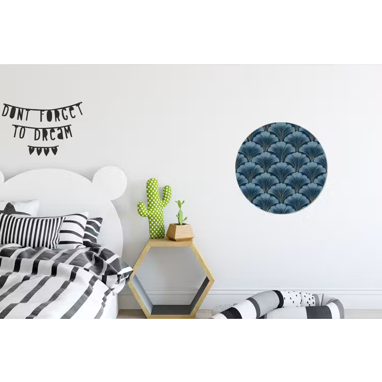 Patroon - Ginkgoblad - Blauw Wandcirkel aluminium klein 190 -kinderkamer