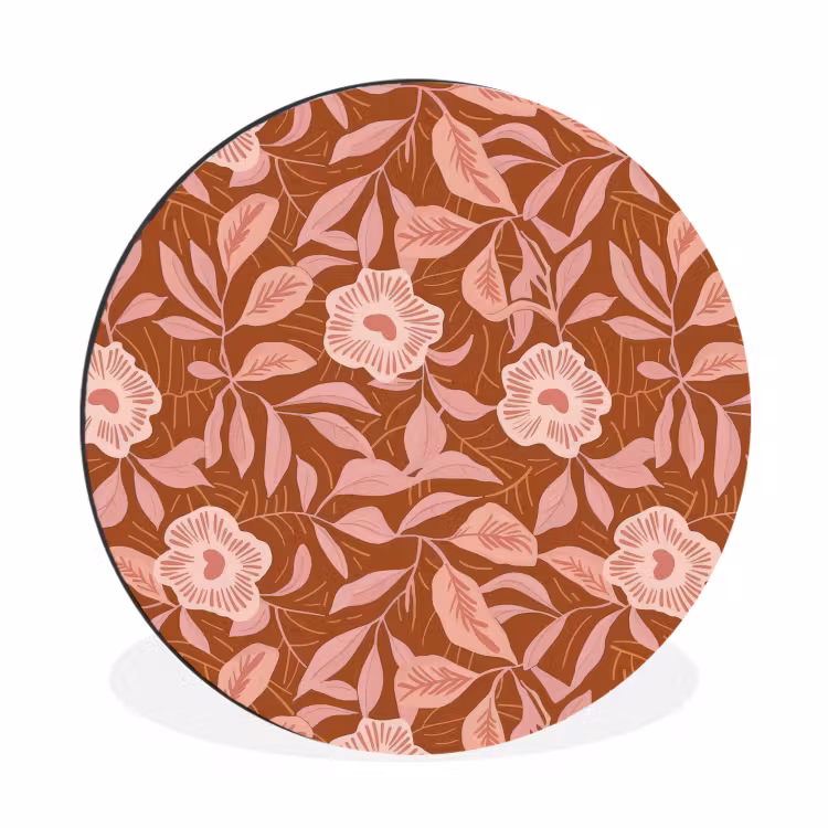 Patroon - Bladeren - Terracotta Wandcirkel aluminium klein 190 -3d